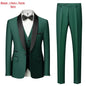 Men's Solid Color Suit Jacket Blazer Waistcoat Vest Pants Set M-6XL