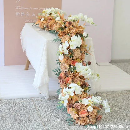 1m 2m Luxury Flower Row Runner Artificial Flowers for Table Centerpiece Wedding Decoration Mix Flowers Backdrop Wall Arches Deco