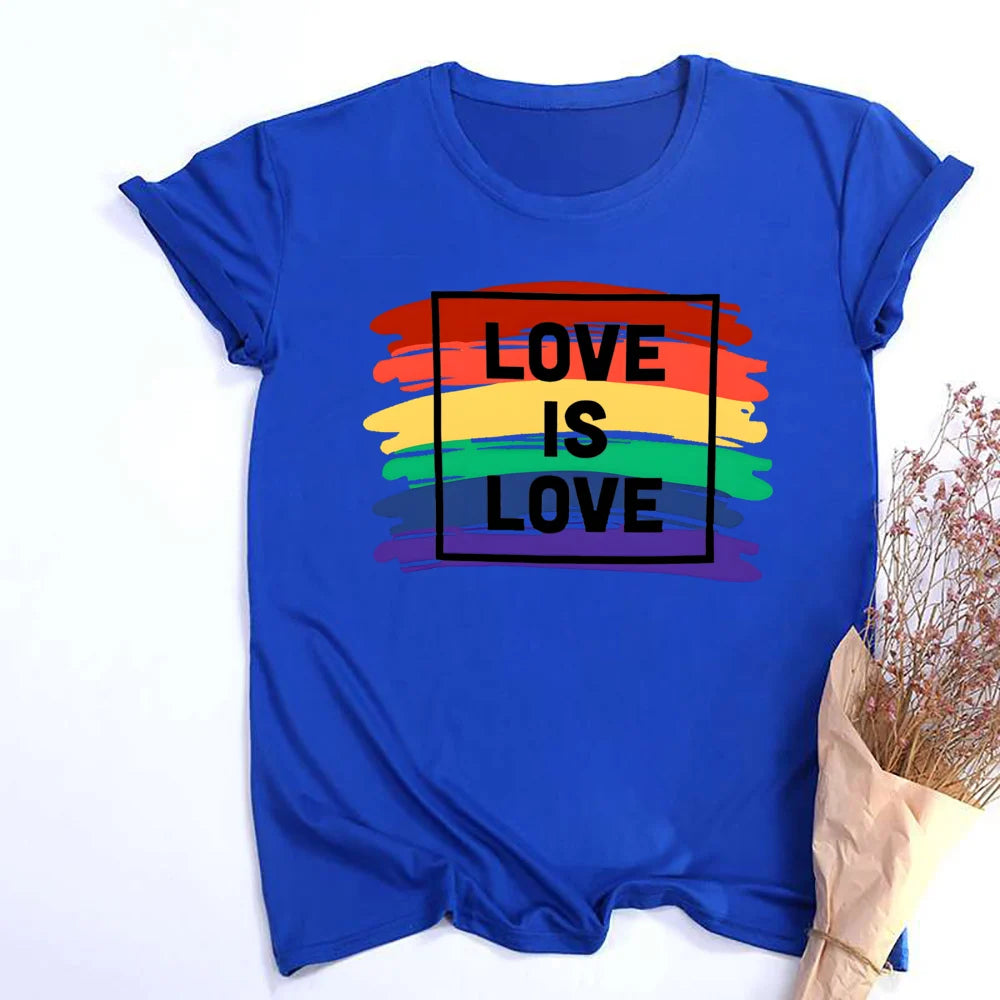 Love Is Love Print Women's T-shirt Pride Rainbow Print