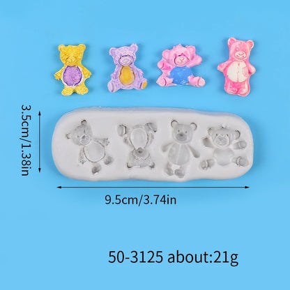 Bear Silicone Mold Cake Topper Fondant Chocolate Candy Cupcake Baking Cake Decorating Tools Polymer Clay Gum Paste Mold