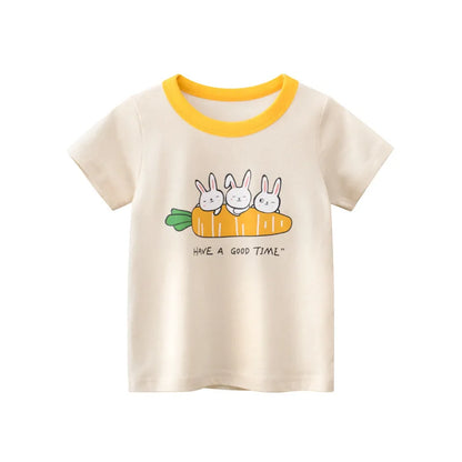 Short Sleeve Children Girl T-shirts Printed 2-8 Years Cotton Toddler Girl Tops Kids Baby Girl Tees Clothes