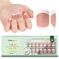 150PCS Short Coffin Press on Nails 3 in 1 Coat Soft Gel Nail Tips French Tip 15 Sizes