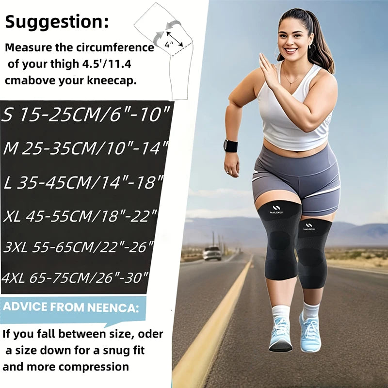Plus‑Size Extra‑Large Knee Brace – 40–150KG Sports Support with Anti‑Slip Silicone for Running & Hiking