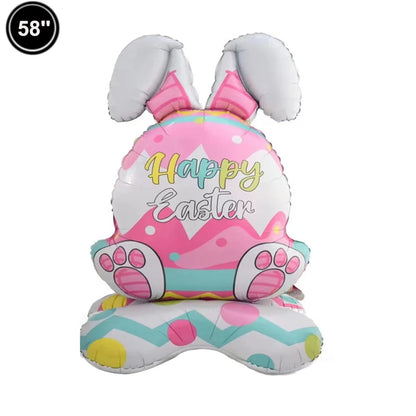 Cute Cartoon White Bunny Aluminum Foil Balloons Rabbit Happy Easter Party Decoration Supplies Children Favor Birthday Party Gift