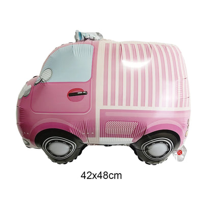 1pc Large Transportation Balloon Racing Balloon Fire Truck Ambulance School Bus Excavator Motorcycle Balloon for Boys Birthday