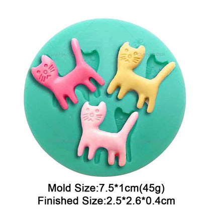 Cute Kitten Silicone Mold Cat Shape Chocolate Cookies Dessert Pudding Sugar Crafts Fondant Mould Bakeware Baking Cake Tools