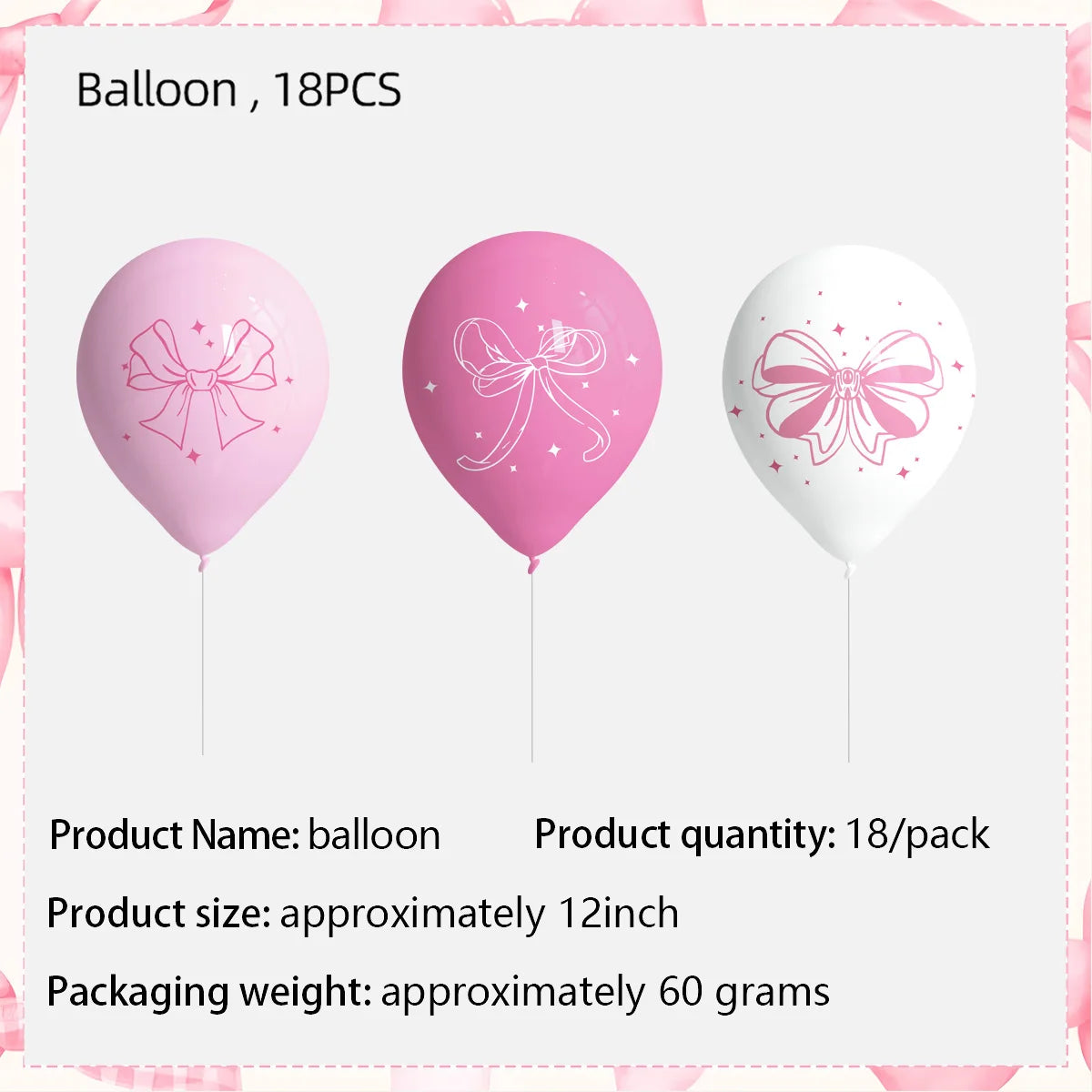 Pink Bow Birthday Theme Party Set Disposable