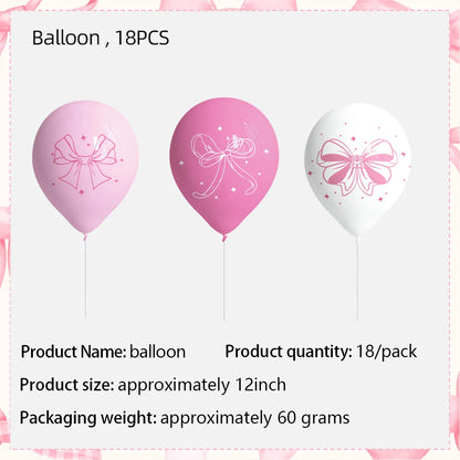 Pink Bow Birthday Theme Party Set Disposable
