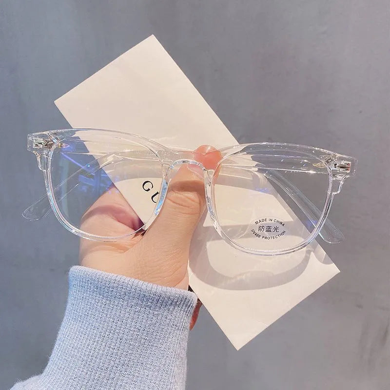 Glasses Fashion Anti-blue Myopia Glasses for Women Men Popular Big Square Glasses College Students Nearsighted TR90 -1.0~-4.0