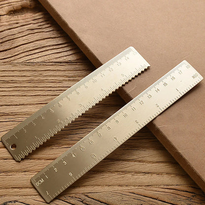 Vintage Brass Measuring Ruler – Creative Straight Ruler, Triangle Ruler & Protractor for Students and Stationery Lovers