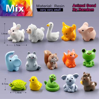10Pcs Easter Rabbit Dinosaurs Capybara Duck Fox Pig Cat Turtle Frog Bird Figurine Miniature Fairy Garden Decoration Accessories