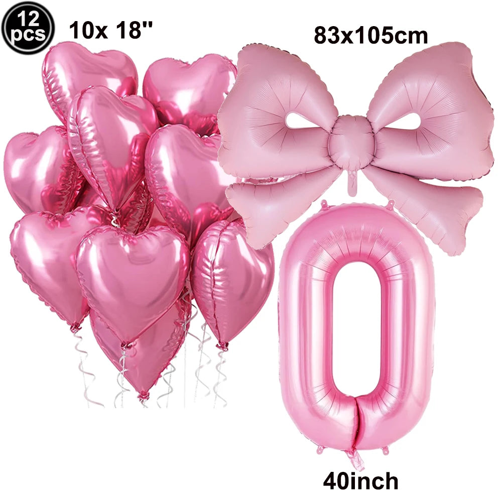Giant Black Pink Bow Balloon Coquette Birthday Party Decorations Bowknot Balloon for Girls Baby Shower Bridal Wedding Supplies