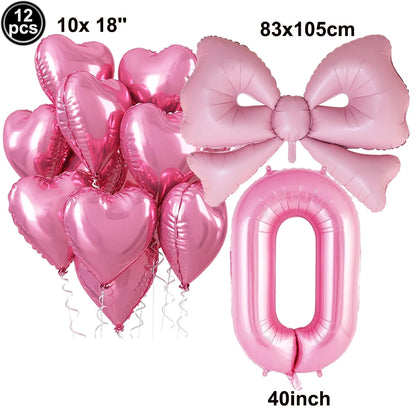 Giant Black Pink Bow Balloon Coquette Birthday Party Decorations Bowknot Balloon for Girls Baby Shower Bridal Wedding Supplies