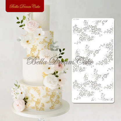 Various Flower Leaf Design Fondant Cake Stencil DIY Royal Cream Border Mold PET Drawing Template Cake Decorating Tools Bakeware