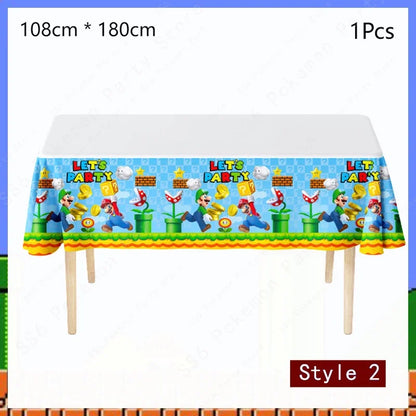 Super Mario Bros Birthday Decoration Party Supplies Disposable Tableware Baby Shower Paper Cup Tablecloth Plate Napkin Bag Kit