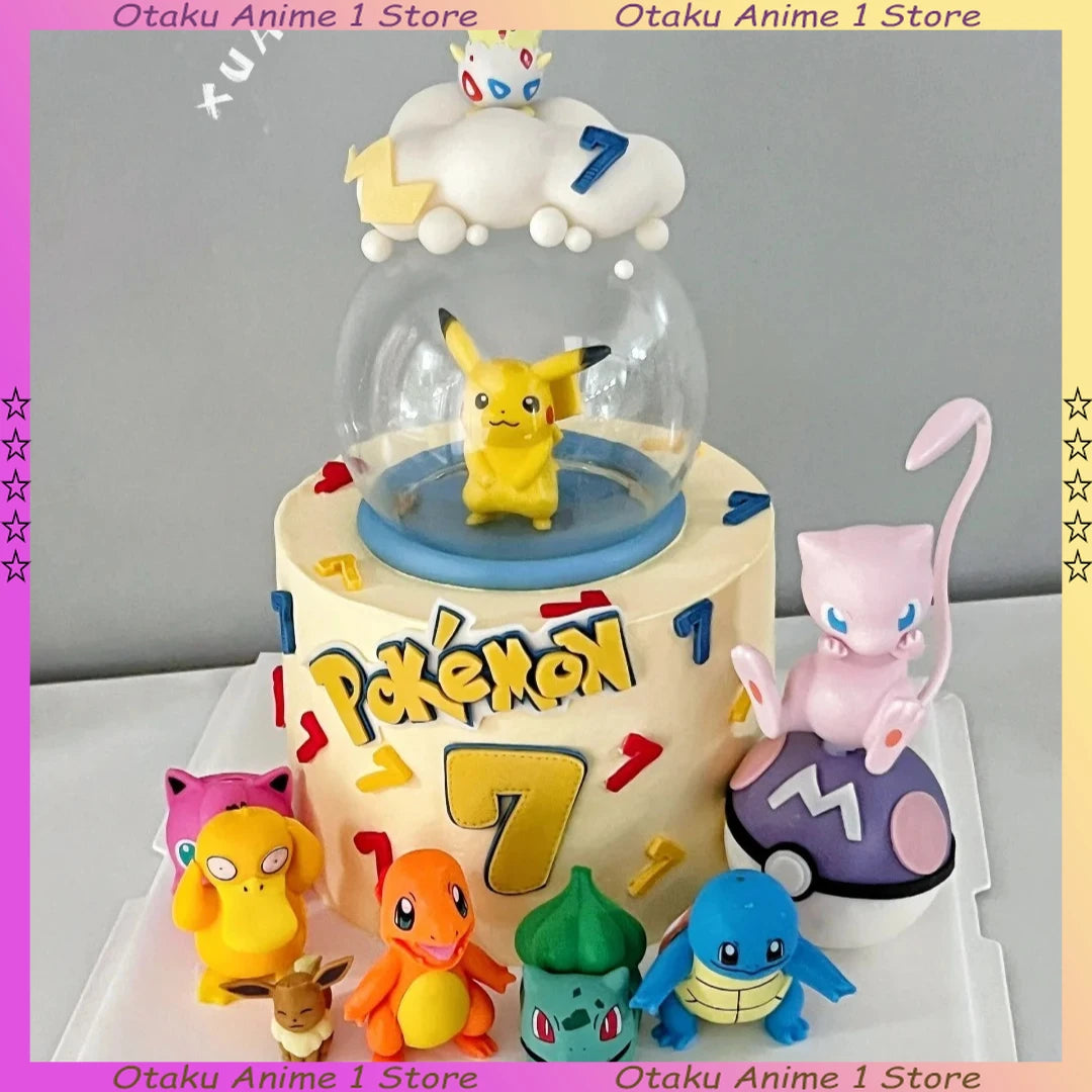 13‑Piece Pikachu Cake Topper Set – Cute Vinyl Anime Figures for Birthday Cake Decoration