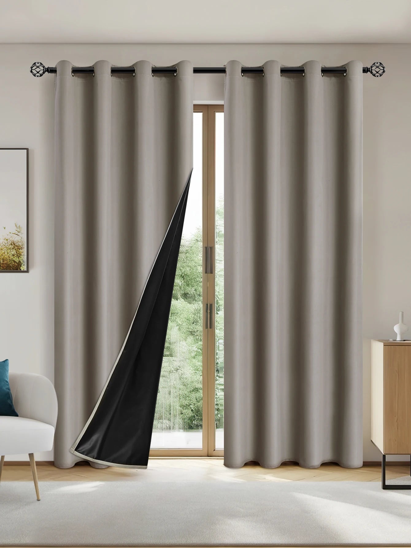 1pc Solid color full shading and sun protection 100% Blackout curtains