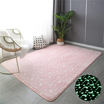 Multicolour Stars Pattern Glow in The Dark Area Rug Horse Area Rug Living Room Carpet Luminous Area Rug Indoor Rugs for Children