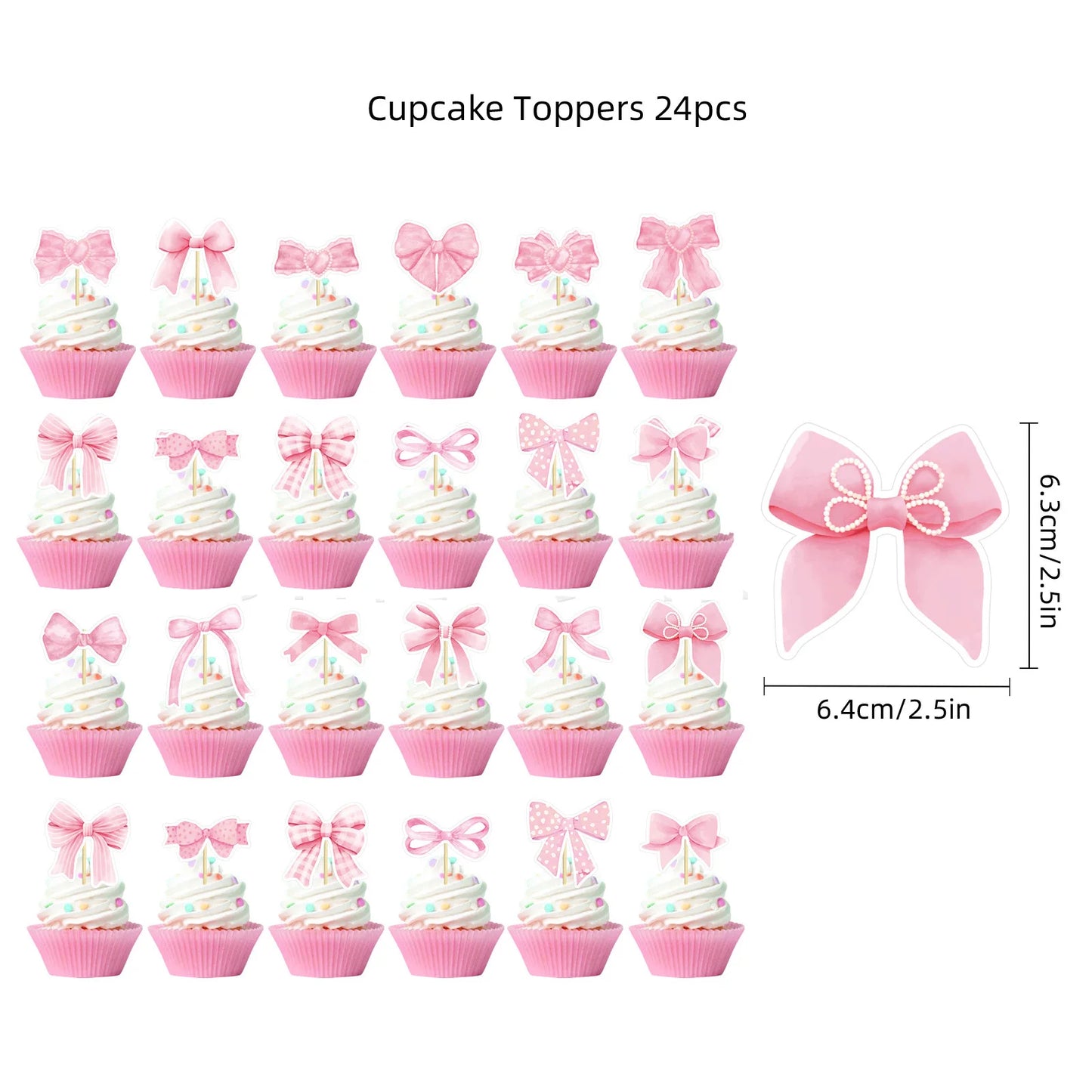 Pink Bow Birthday Theme Party Set Disposable