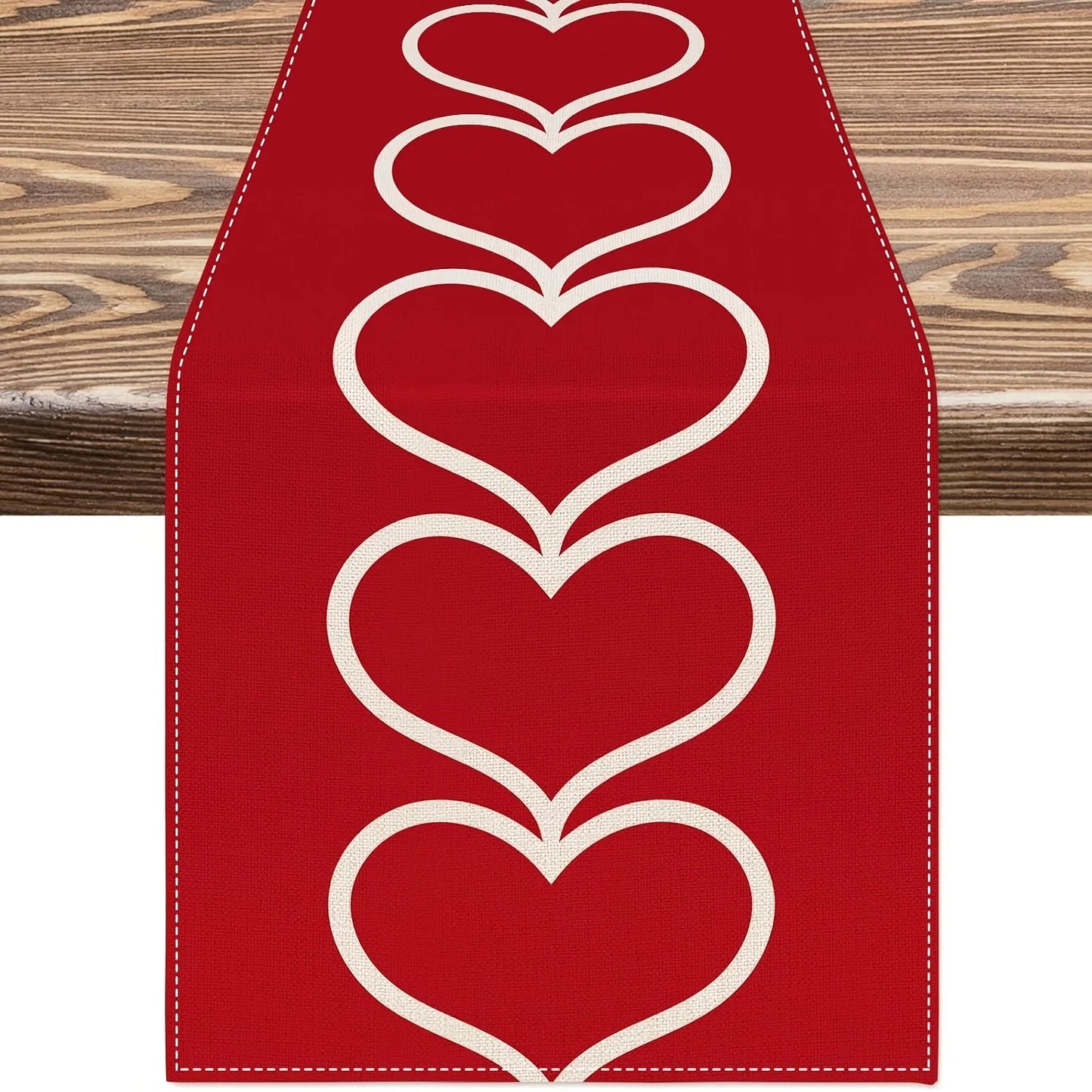 Valentine's Day Red Heart Table Runner | Love Heart Design | Kitchen Dining Table Decor | Perfect for  Home Party Supplies