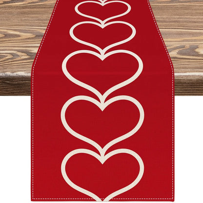 Valentine's Day Red Heart Table Runner | Love Heart Design | Kitchen Dining Table Decor | Perfect for  Home Party Supplies