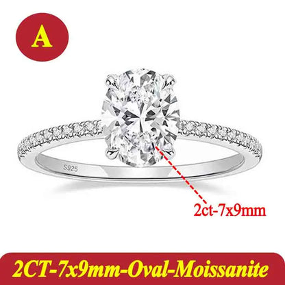 1-3 Carats Oval Radiant Moissanite Rings for Woman 925 Sterling Silver Jewelry Gift Woman's Wedding Moissanite Diamond Ring