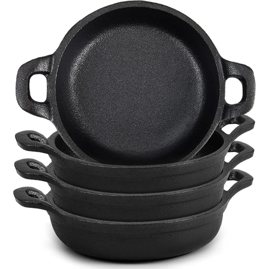 Mini Cast Iron Frying Pan Set – 5" Square Skillets for Oven, Kitchen, Camping & Picnic (2‑Piece Set)