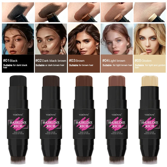 1pc Hairline Filling Cream Stick,Waterproof Matte Finish, Enhances Coverage,for Gray Roots & Thinning Hair Concealer with Brush