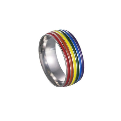 Rainbow LGBT Rings Jewelry Engagement Party Bagues Titanium Stainless Steel Bands For Couple Lovers Women Men Filled