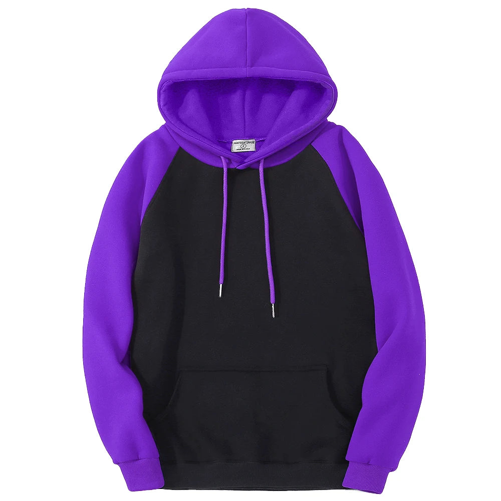 Men Women Loose Oversized Warm Fleece Raglan Hooded Sweatshirts
