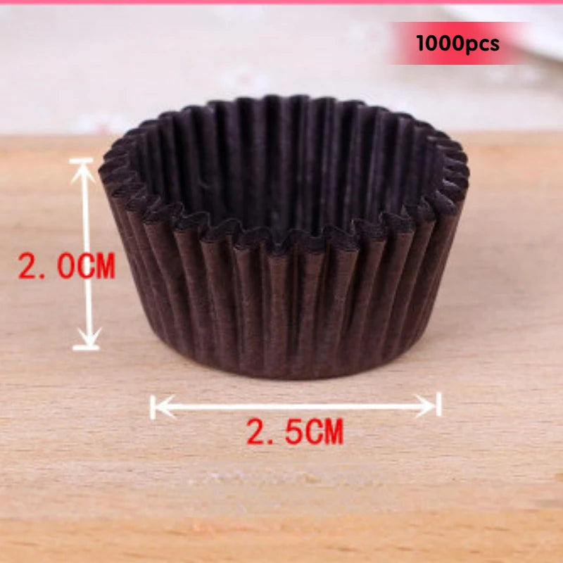 1000Pcs Mini Size Chocalate Paper Liners Baking Muffin Cake  Cups  Forms Cupcake Cases Solid Color Party Tray  Mold