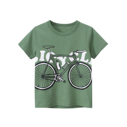 2-8 Years Summer Children Boys T-shirts Cartoon Printed Letter Baby Boy Short Sleeve Tops Kids T Shirts Toddler Clothes