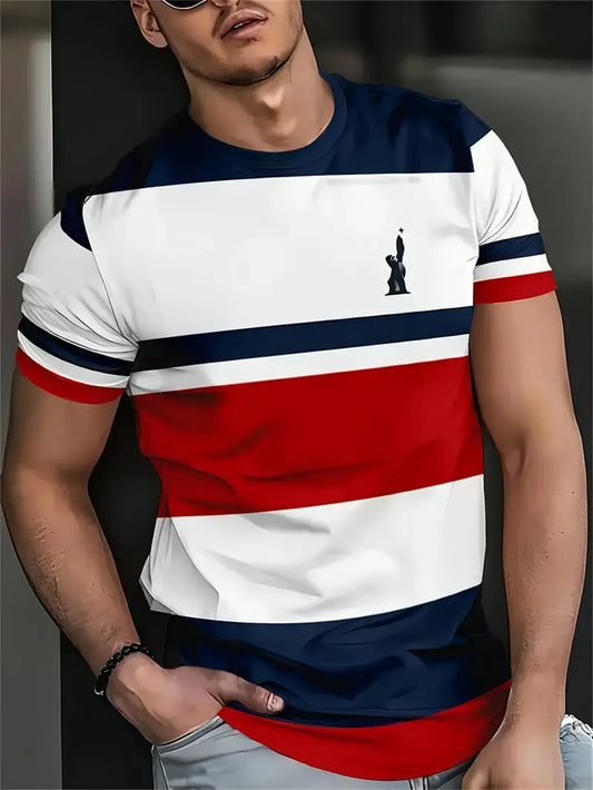 Men's Retro Stripe 3D Print T Shirt