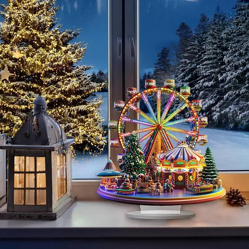 Christmas Ferris Wheel Decoration 2D Desktop Acrylic Ferris Wheel Shelf For Home Holiday Party Desktop Christmas Ornaments