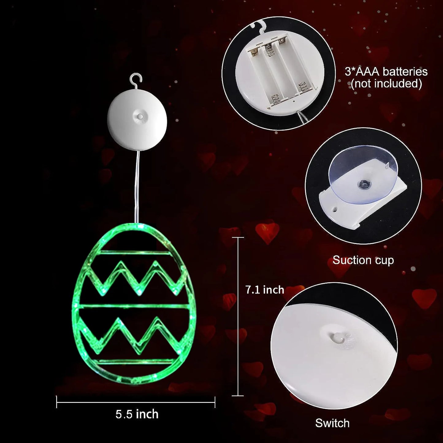 Easter Window Lights Hanging Ornaments 2024 Easter Eggs with Suction Cup for Indoor Home Window Door Farmhouse Decoration
