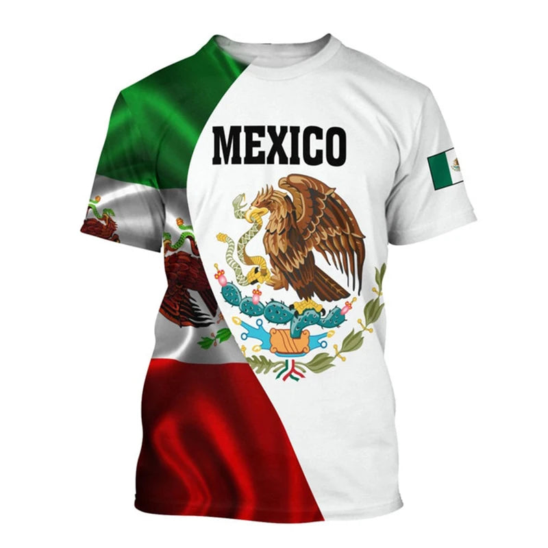 Mexico T-Shirts Mexican Flag 3D Print Streetwear Men Women Fashion Oversized Short Sleeve T Shirt Kids Tees Tops Clothing