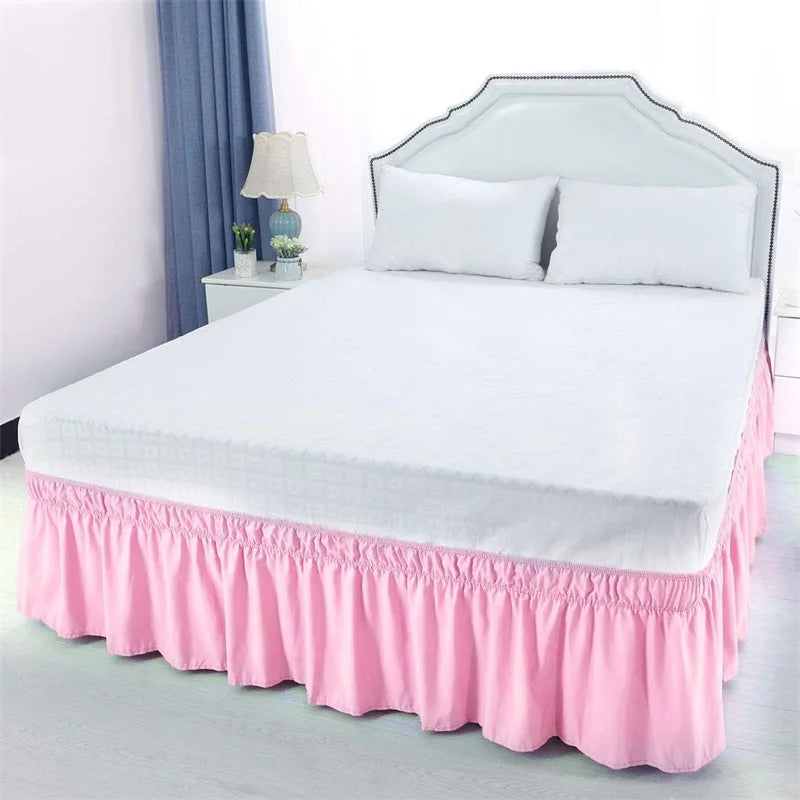 Pretty Comfort Ruffles Bed Skirts With Double Layers Elastic Belts-Wrinkle & Fade Resistant Fabric-15 and 18 Inch Height