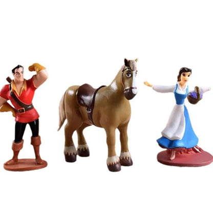 6pcs/set Disney Cartoon Beauty And The Beast Action Figure Anime Handmade Model Decoration Collection Belle Princess Toys Gift