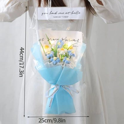 Crochet Flower Bouquet Mother's Day Gifts with LED Light String Hand Knitted Flowers Graduation Artificial Flowers Decor
﻿ 
﻿