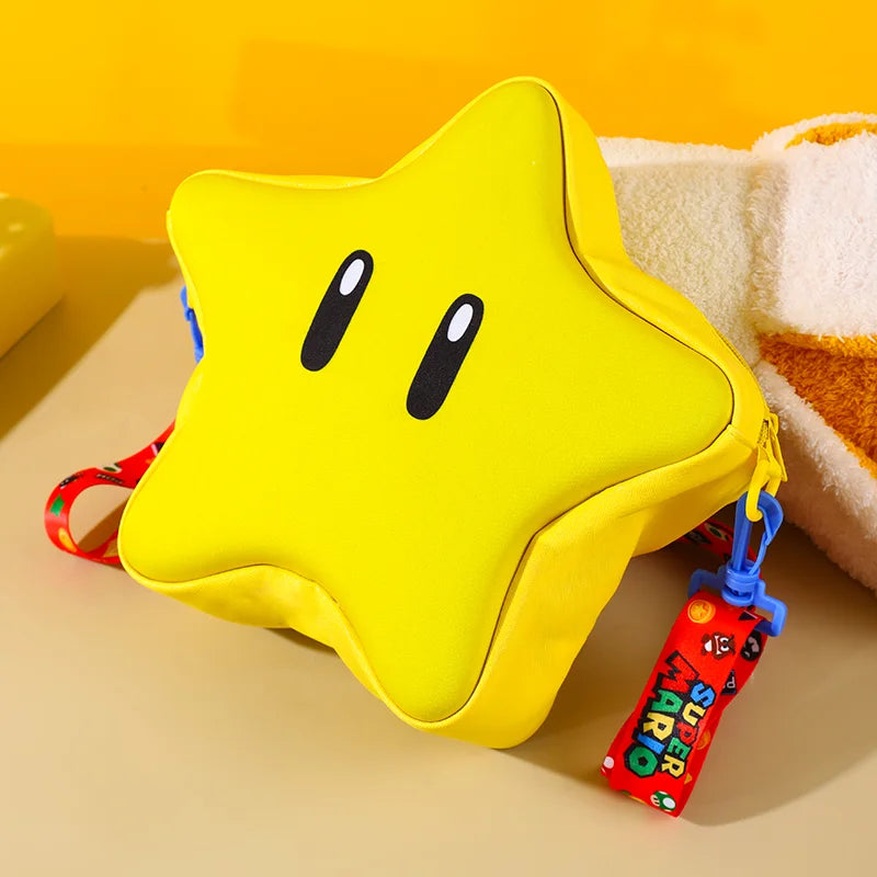 Super Mario Yellow Star Backpack – Cute Big‑Eye Anime Bag for Girls, Crossbody Student Gift