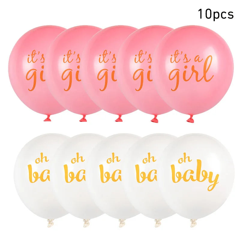 10pcs Oh Baby Printed Latex Balloons It is A Boy Girl Balloon Birthday Party Baby Shower Decoration Boy Girl Gender Reveal decor