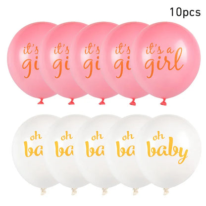 10pcs Oh Baby Printed Latex Balloons It is A Boy Girl Balloon Birthday Party Baby Shower Decoration Boy Girl Gender Reveal decor