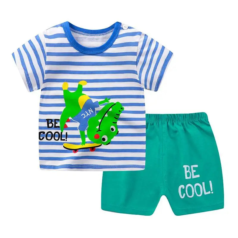 Baby Boys Girls Cartoon T Shirt + Shorts Set Cute Cartoon Pajama Set