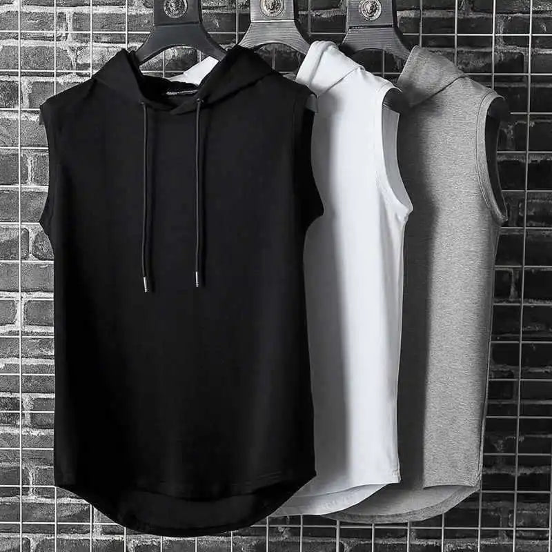 Men's Tank Tops Hooded Vest Sleeveless T shirt
