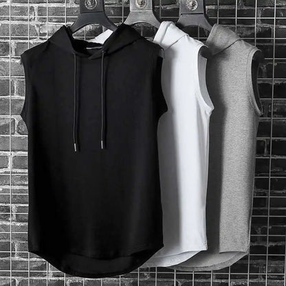 Men's Tank Tops Hooded Vest Sleeveless T shirt