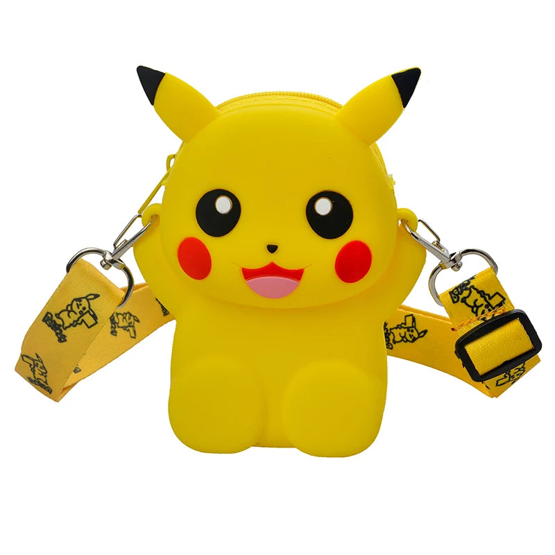 Pokemon Coin Purse Pikachu Anime Figures Cartoon Model Silicone Wallet Kawaii Personality Fashion  Shoulder Bag Kids Toys Gifts