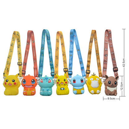 Pokemon Coin Purse Pikachu Anime Figures Cartoon Model Silicone Wallet Kawaii Personality Fashion  Shoulder Bag Kids Toys Gifts