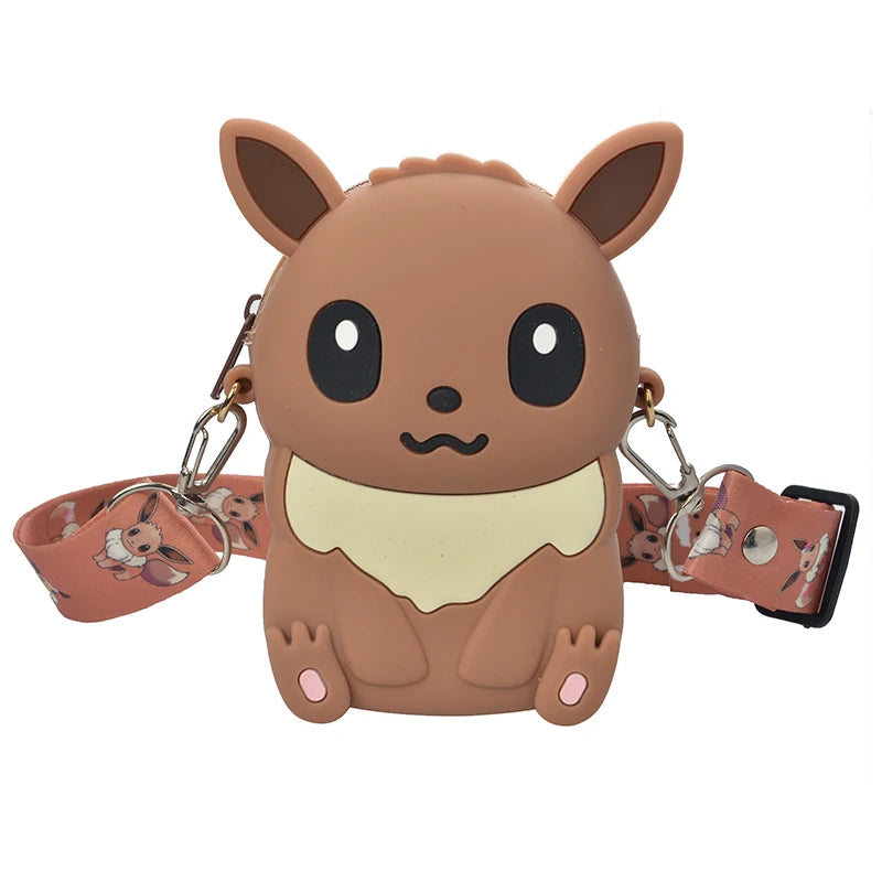 Pokemon Coin Purse Pikachu Anime Figures Cartoon Model Silicone Wallet Kawaii Personality Fashion  Shoulder Bag Kids Toys Gifts