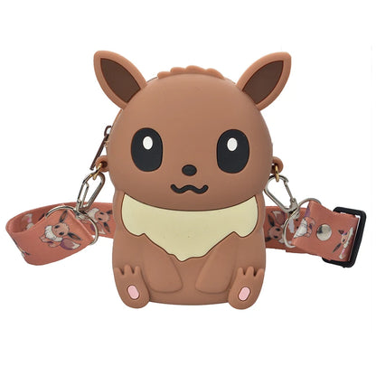 Pokemon Coin Purse Pikachu Anime Figures Cartoon Model Silicone Wallet Kawaii Personality Fashion  Shoulder Bag Kids Toys Gifts