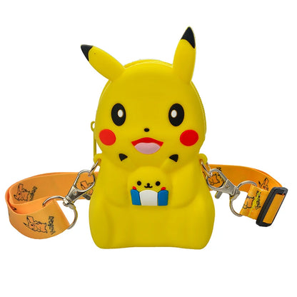 Pokemon Coin Purse Pikachu Anime Figures Cartoon Model Silicone Wallet Kawaii Personality Fashion  Shoulder Bag Kids Toys Gifts